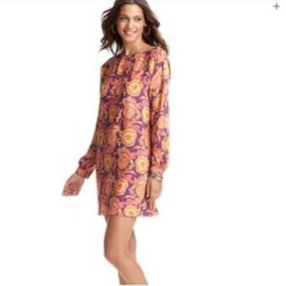 LOFT Long Sleeve Paisley Patterned Dress XS Petite